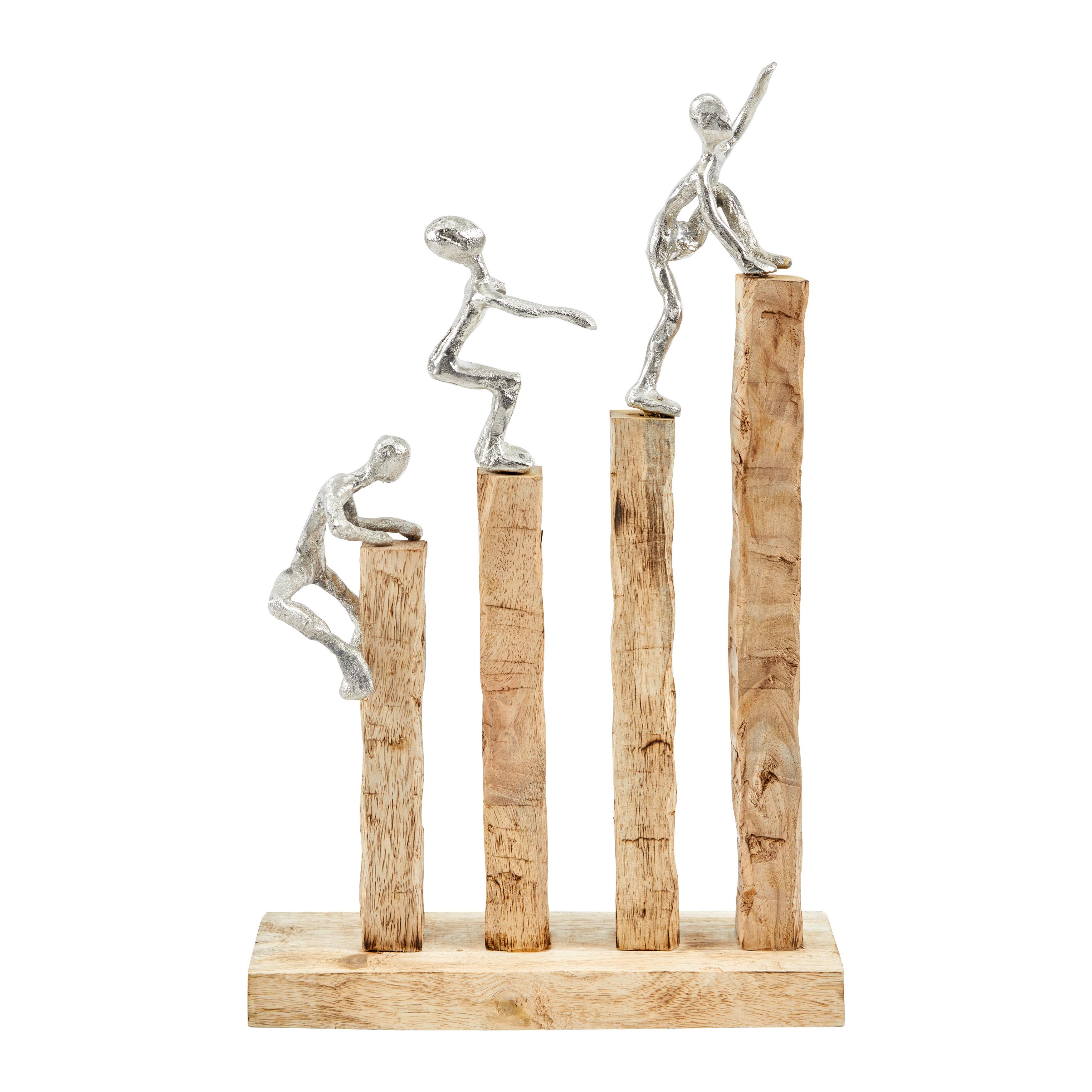 Dekorativní Soška Climbing V Přirodních Barvách - barvy stříbra/přírodní barvy, kov/dřevo (26/8/43cm)