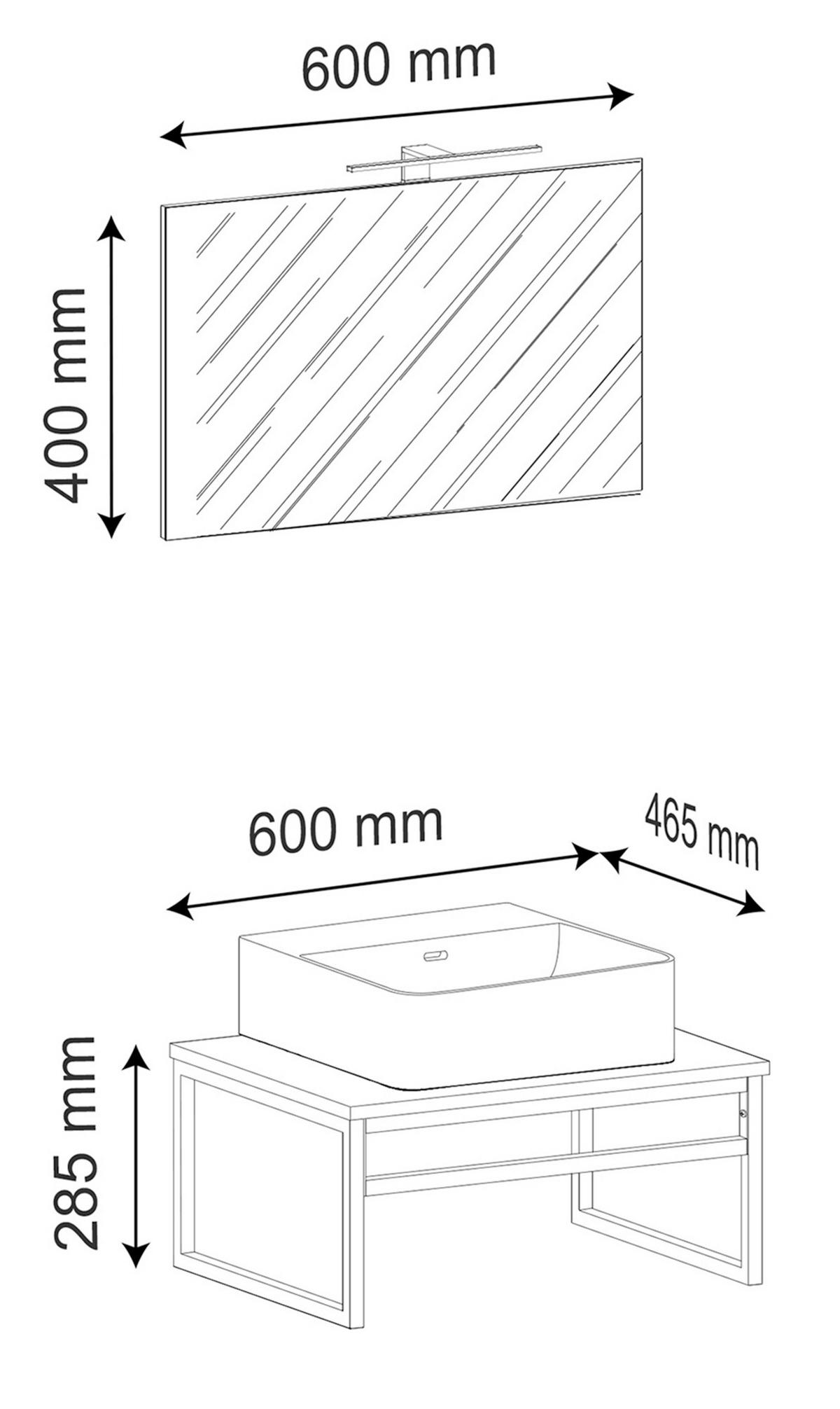 BADEZIMMER 3-TLG. WASCHPLATZ "BITILA 60" - Honigeiche/Weiß, MODERN, Glas/Keramik (60cm) - MID.YOU