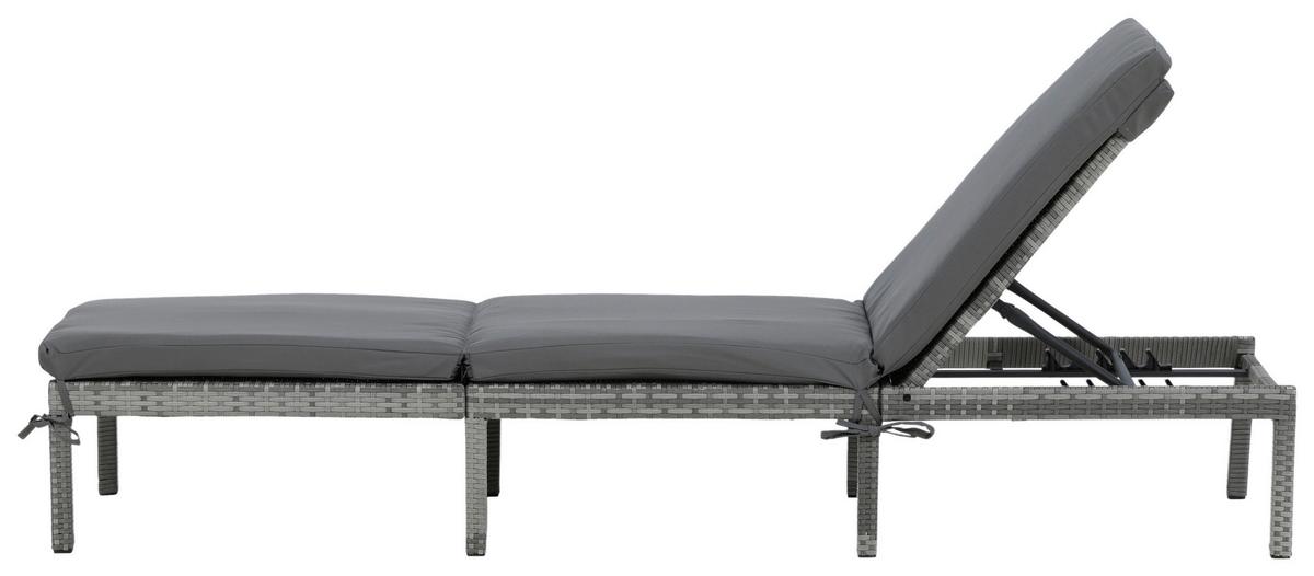 Sonnenliege Bilbao Kunststoffgeflecht - Grau, KONVENTIONELL, Kunststoff/Textil (59/84/198cm) - Gardenson