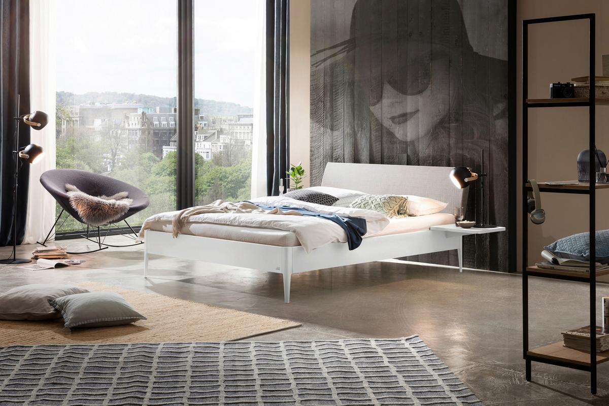 Bett Fanano, Weiß 140x200 Cm - Hellgrau/Weiß, KONVENTIONELL, Holz/Holzwerkstoff (140/200cm) - Hasena