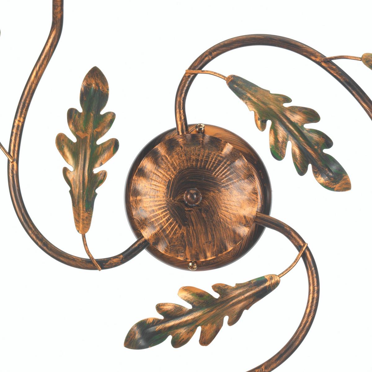 Deckenleuchte 4470/Pl3 - Bronzefarben/Olivgrün, Natur, Glas/Metall (50/50/20cm)