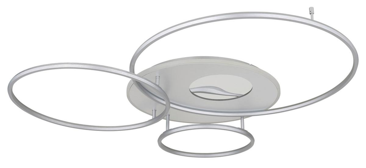 LED-Deckenleuchte Befer Opal/Silber max. 70 Watt - barvy stříbra/opál, Moderní, kov/plast (126,4/105,3/13cm)