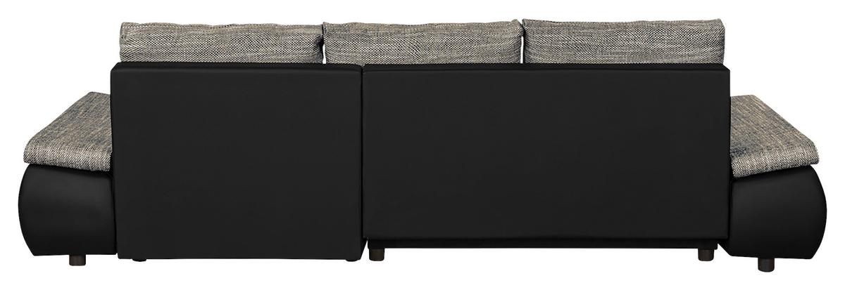 Ecksofa Acra Grau, Schwarz S:266x175cm - Chromfarben/Schwarz, Design, Textil (266/175cm) - Livetastic