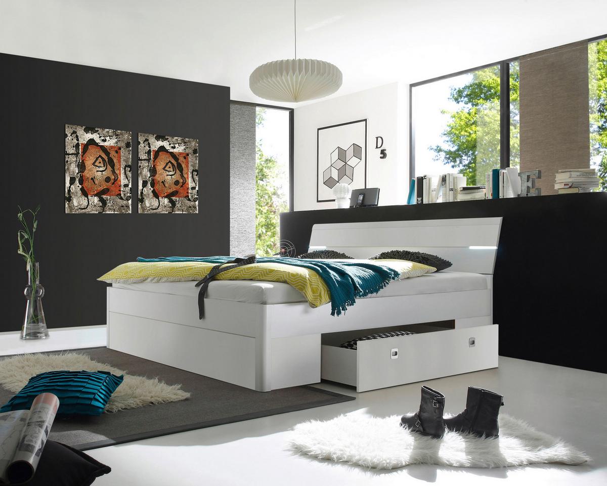 Posteľ s LED osvetlením Mars, 180x200 cm, biela - biela, Modern (180/200cm) - MID.YOU