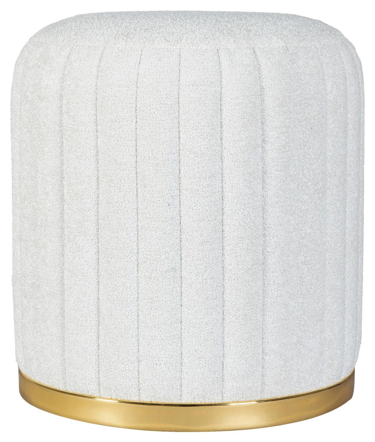 Hocker Doric 135 Weiß/goldfarben D: 43 Cm - Goldfarben/Weiß, Design, Textil (43/46cm) - Kayoom