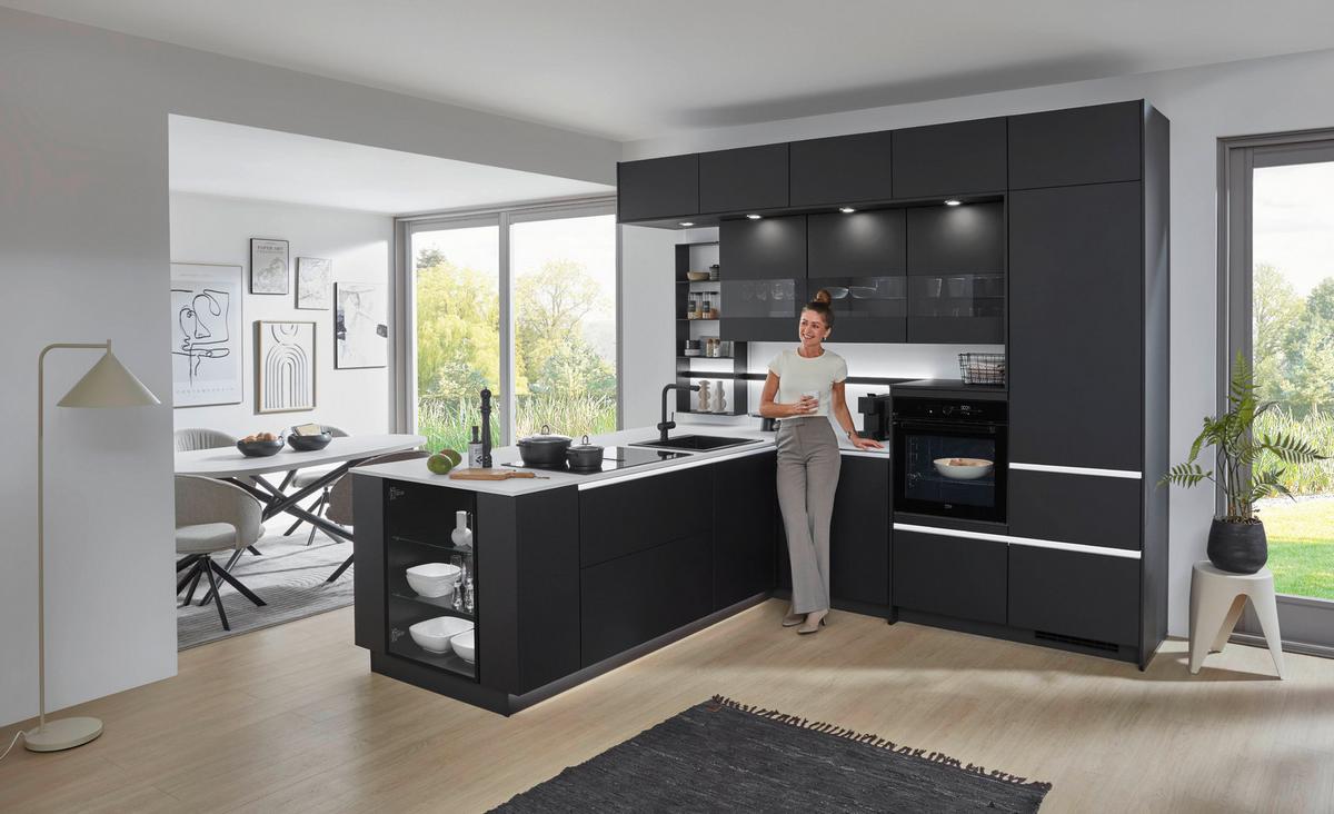 Eckküche Eastbourne - Schieferfarben/Graphitfarben, MODERN, Holzwerkstoff (303,2/264,5cm) - Vertico