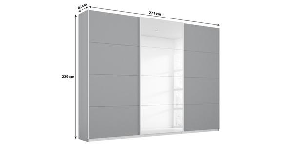 Schwebetürenschrank Mit Spiegel B: 271 cm Miami, Grau Metallic - Grau, MODERN, Holzwerkstoff (271/229/62cm) - Luca Bessoni