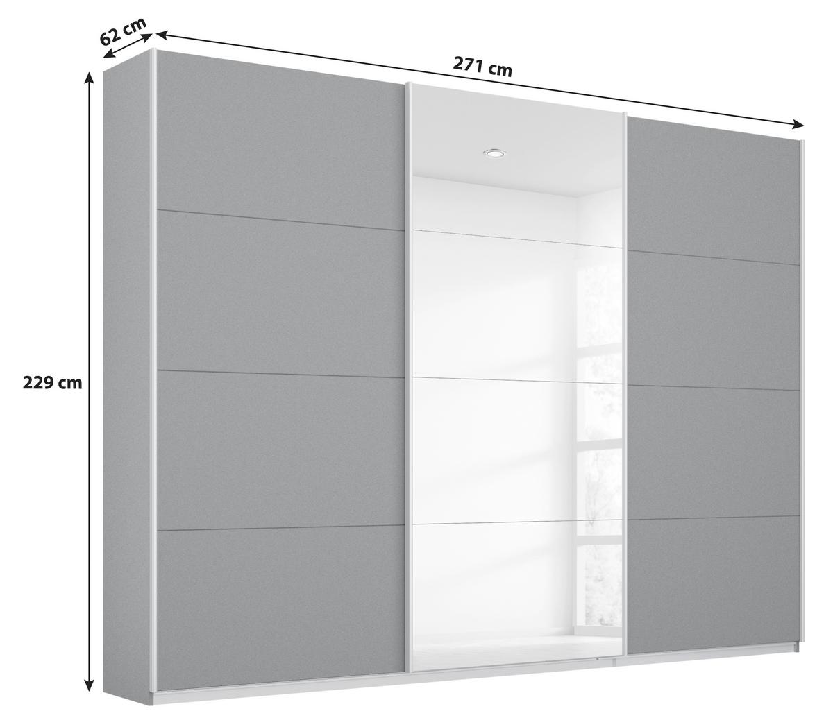 Skriňa s posuvnými dverami MIAMI, Š/V/H:cca 271/229/62cm - sivá/hliníková, Modern, kov/kompozitné drevo (271/229/62cm)