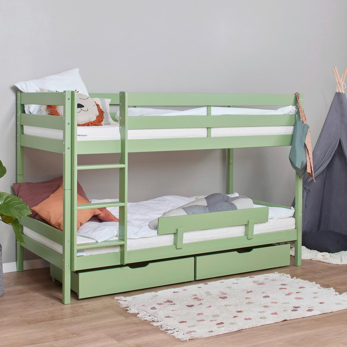 Etagenbett Eco Comfort Grün, Lf: 90x200 cm - Naturfarben/Grün, MODERN, Holz (90/200cm) - MID.YOU