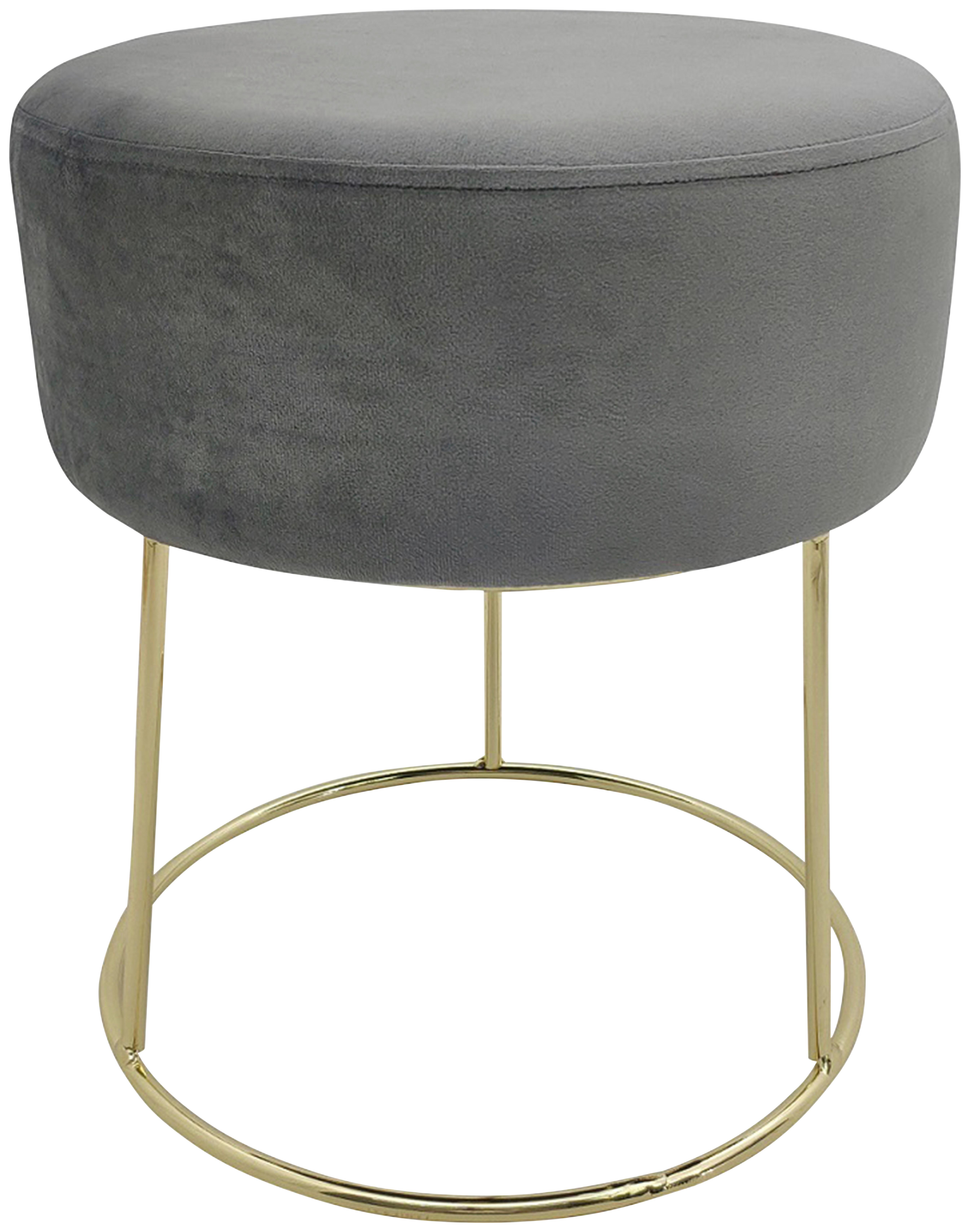Hocker Marilyn Samt Grau Sitz Gepolstert H: 40,5 cm