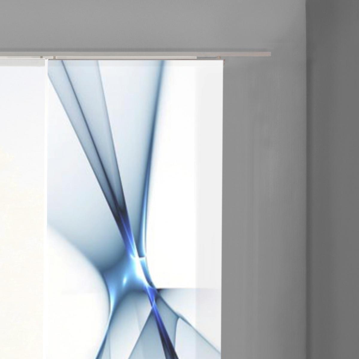 Flächenvorhang 3-tlg. Franklin B: 60 Cm, Blau/weiß - Blau, Basics, Textil (60/245cm)