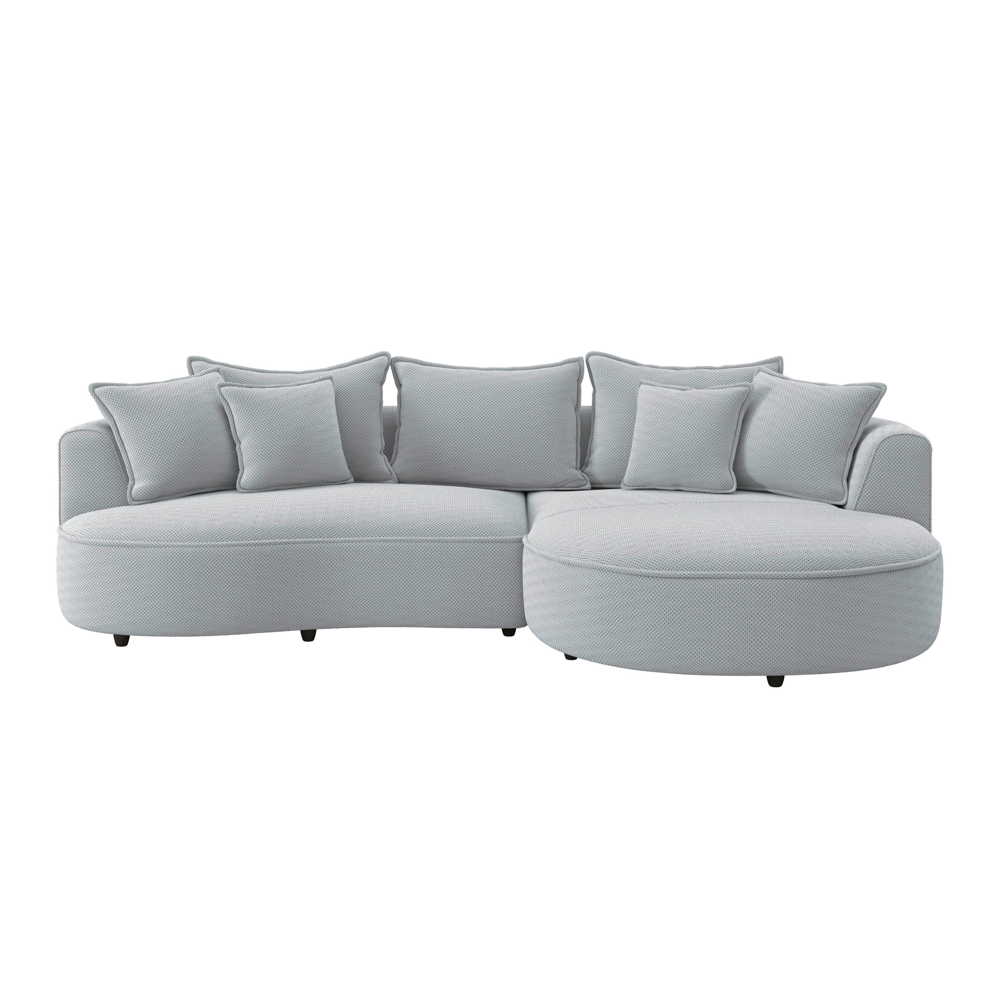 Rohová sedačka LEVI, pravá, šedobílá, se 7 polštáři - černá/šedobílá, Moderní, textil/plast (287/168cm)