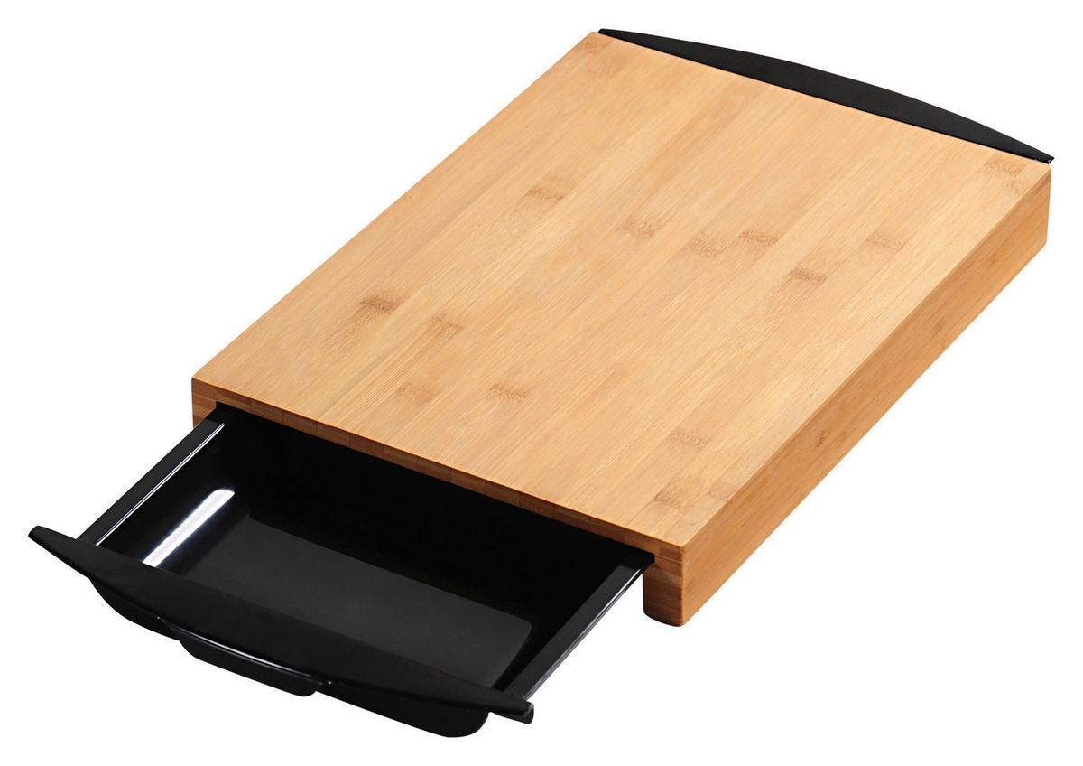 Schneidebrett Aus Holz Mit 2 Auffangschalen B: 25,5 Cm - Schwarz, Basics, Holz/Kunststoff (25,5/4/41cm) - Kesper