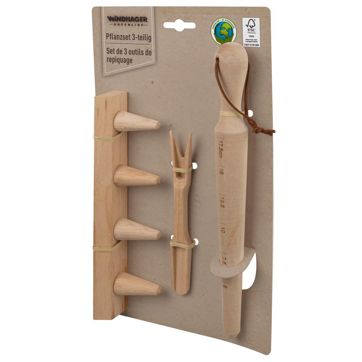 Pflanzset Echtholz Naturfarben 3--Teilig. - Naturfarben, Basics, Holz