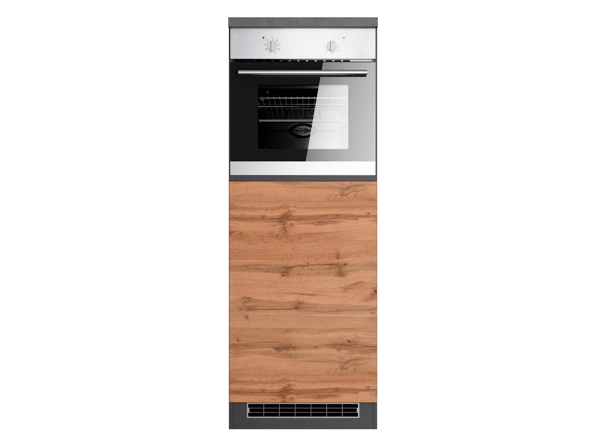 Herdumbauschrank Turin 60cm Graphitfarben/Eiche - Eiche Wotan/Graphitfarben, Design, Holzwerkstoff (60/166/60cm) - Held