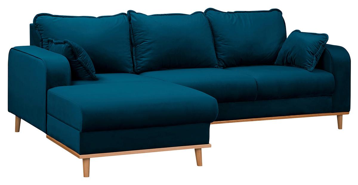 Ecksofa Beata Blau S: 150x230 cm - Wengefarben/Blau, Design, Textil (150/230cm) - Livetastic