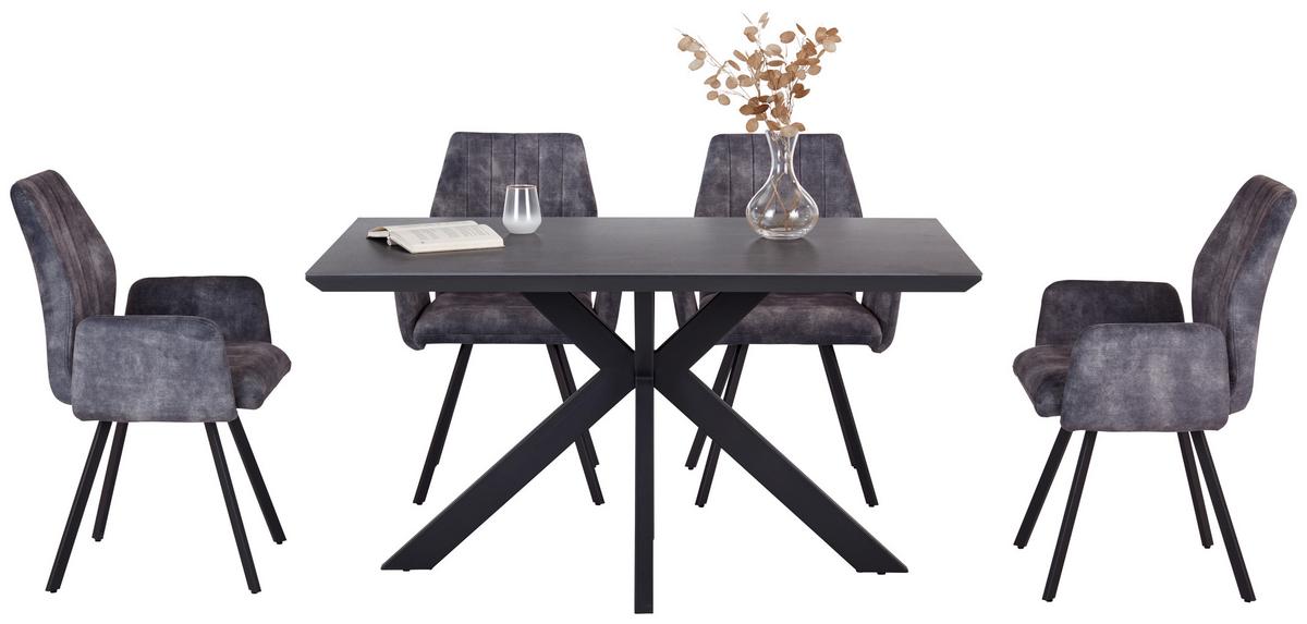 Étkezőasztal Steve 2 - fekete, Modern, faalapú anyag/fém (140/76/90cm)