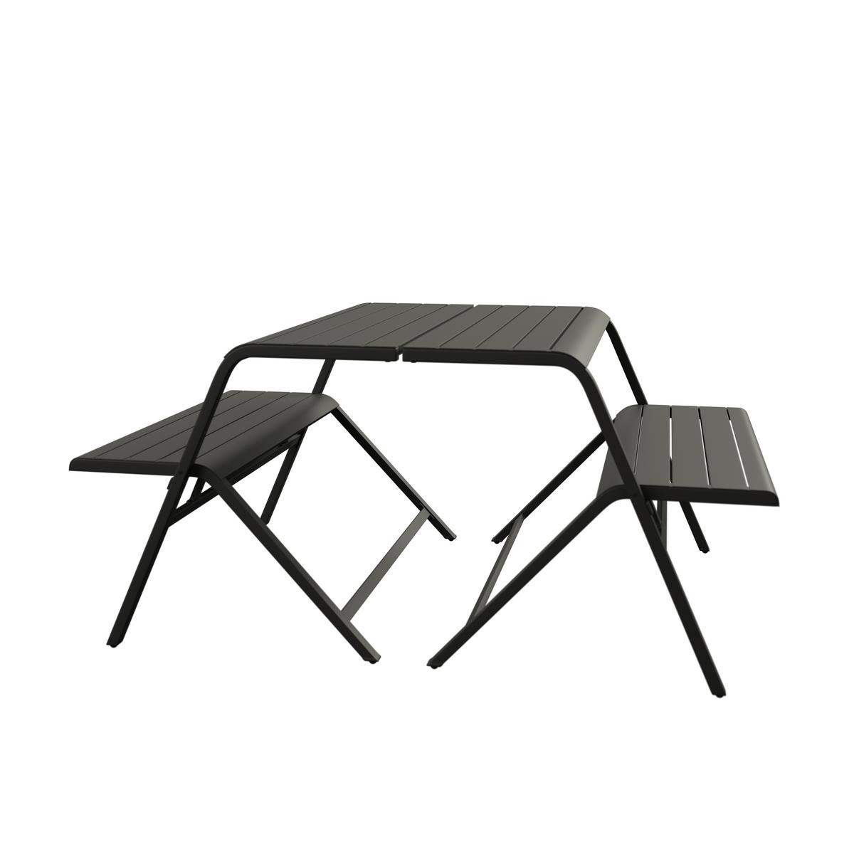 Gartengarnitur Wien - Dunkelgrau, MODERN, Metall (111.5/75/84.5cm) - Beldano