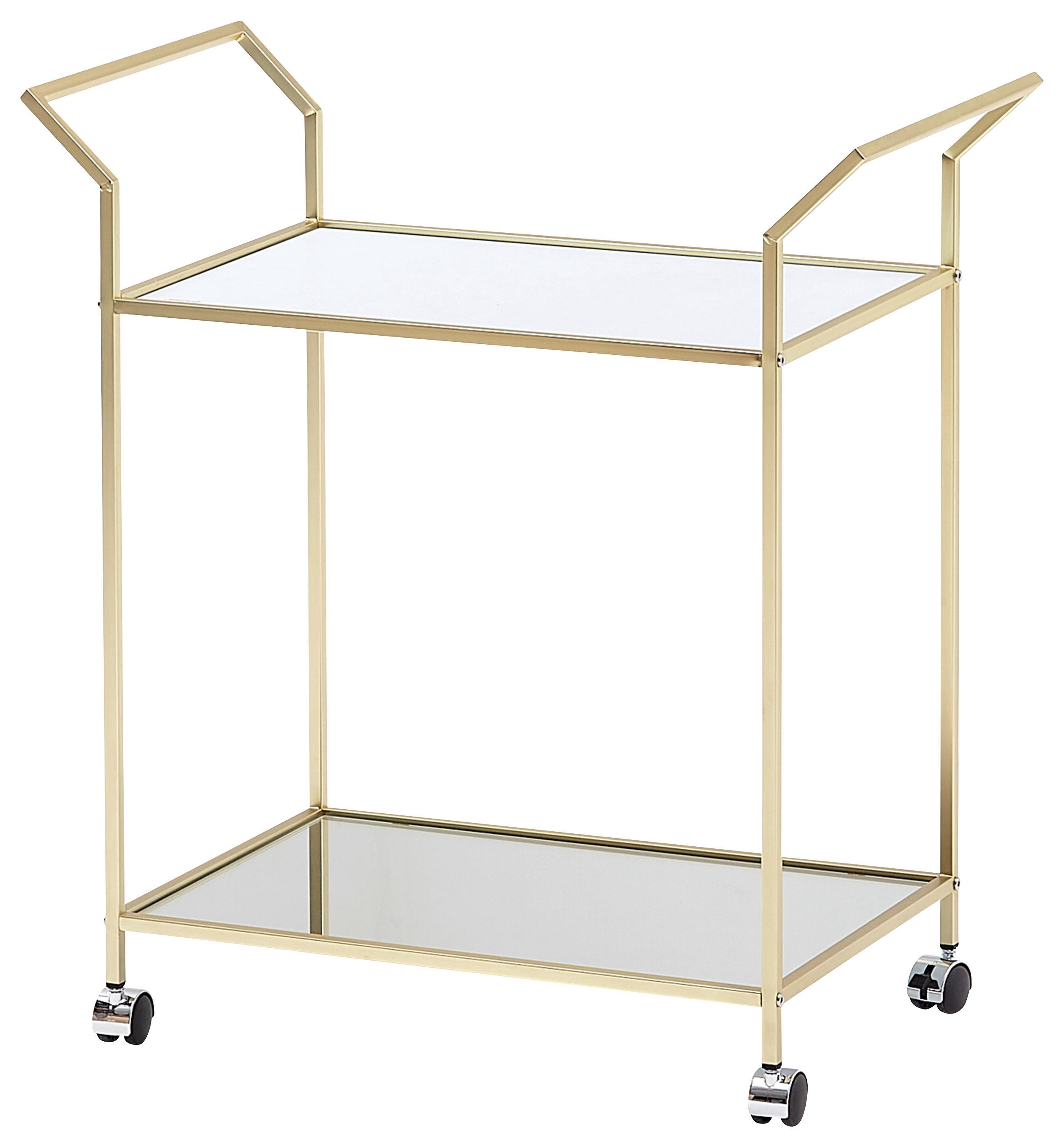 Servierwagen Glas/Metall Goldfarben mit 2 Ablageflächen - Goldfarben, MODERN, Glas/Kunststoff (73/37/78cm) - MID.YOU