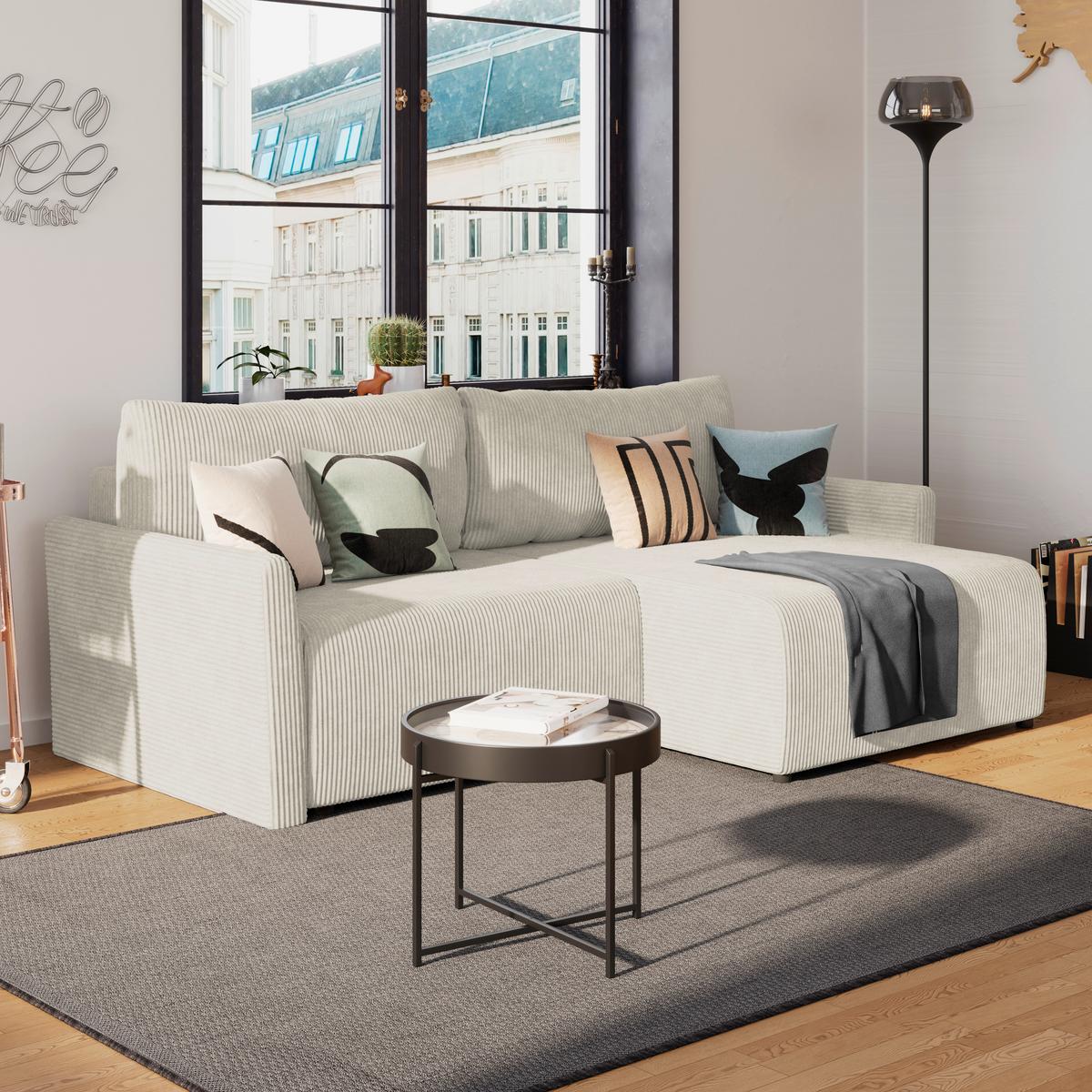 Ecksofa Mit Schlaffunktion Sonos, Beige 228x146 Cm - Ecru/Beige, MODERN, Textil (228/146cm)