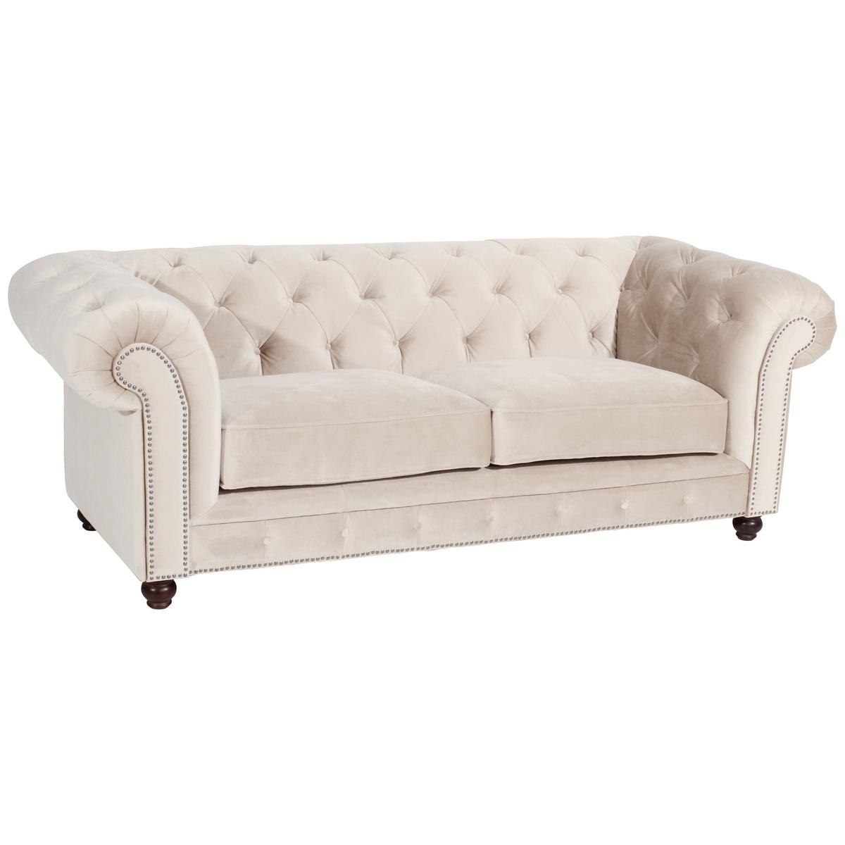CHESTERFIELD-SOFA ORLEANS - Nussbaumfarben/Creme, Design, Textil (216/77/100cm) - Max Winzer
