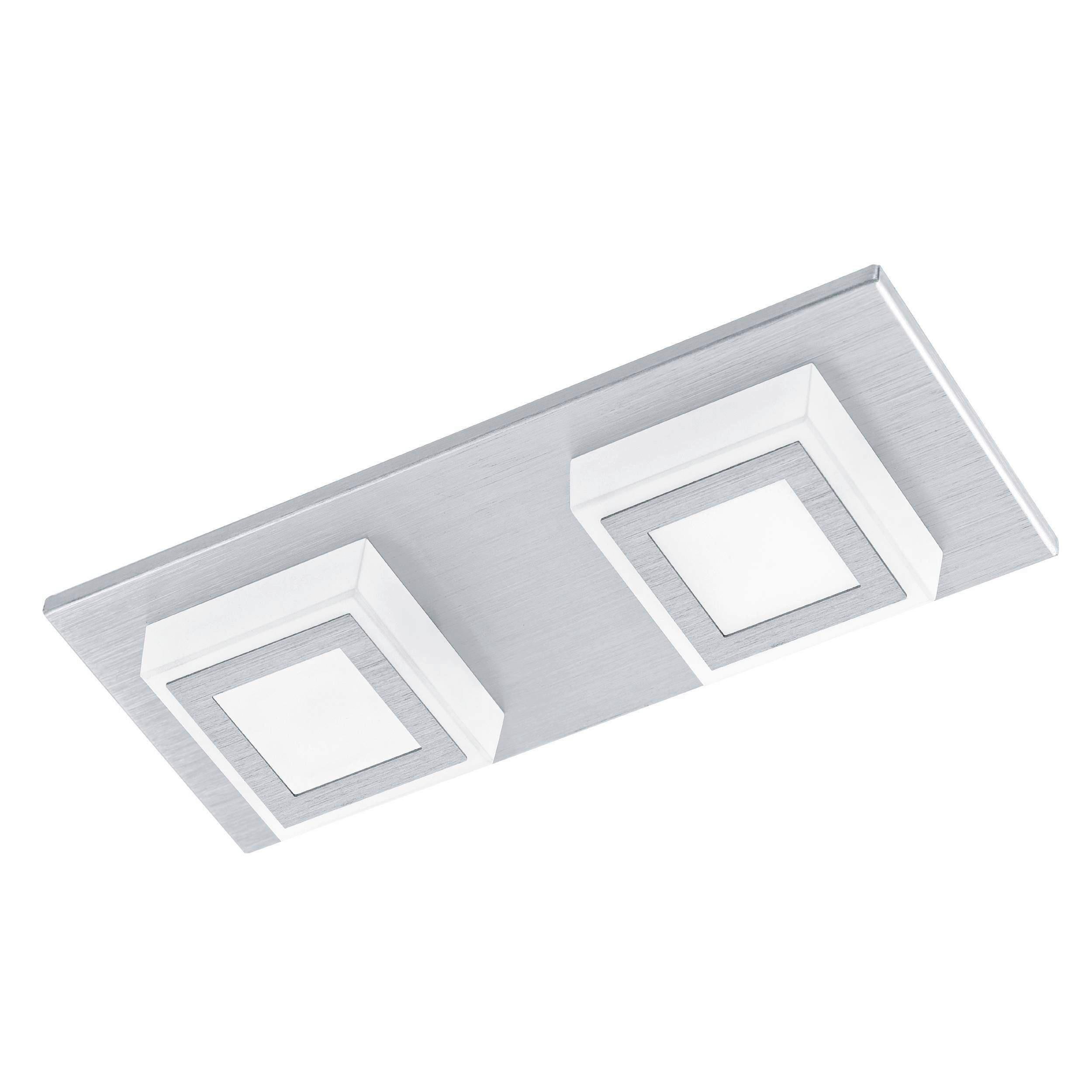 LED-Deckenleuchte Masiano L: 25 cm, 2-Flammig - Alufarben, Basics, Kunststoff/Metall (25/10/5cm) - Eglo