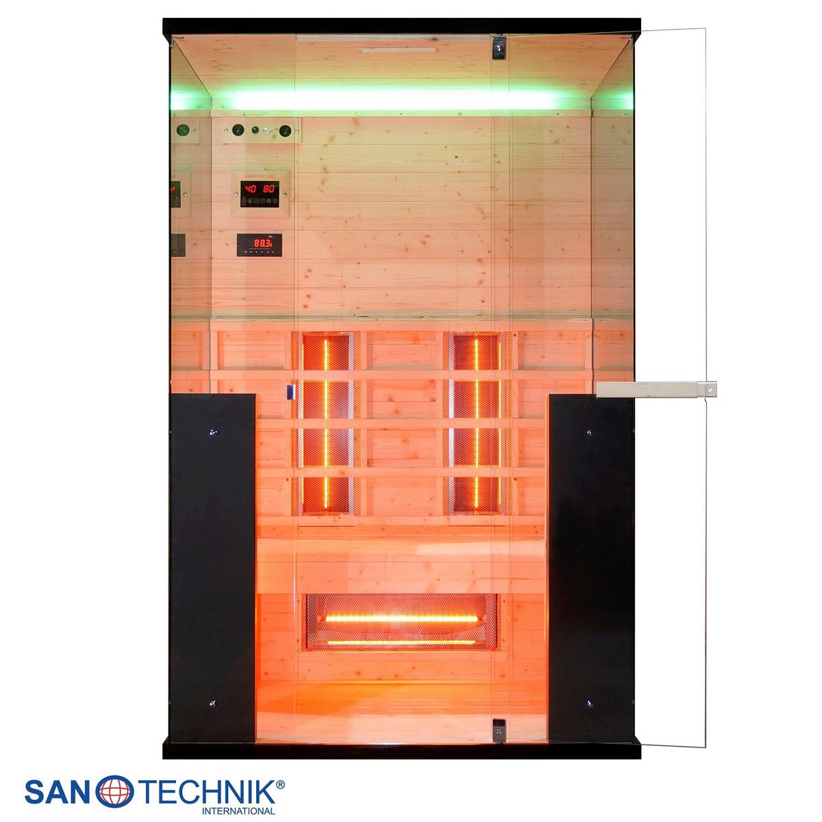 Infrarotkabine, für 2 Personen 5 Vollspektrumstrahler - Schwarz, KONVENTIONELL, Holz (125/190/100cm) - Sanotechnik