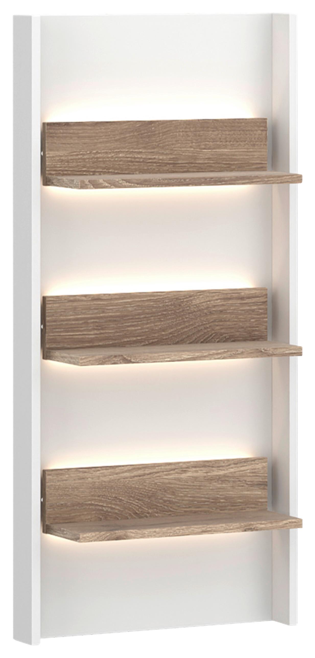 Wandregal Cotia New Weiß/Eichefarben B: 50 cm - Eichefarben/Weiß, MODERN, Holzwerkstoff (50/108/19,8cm)