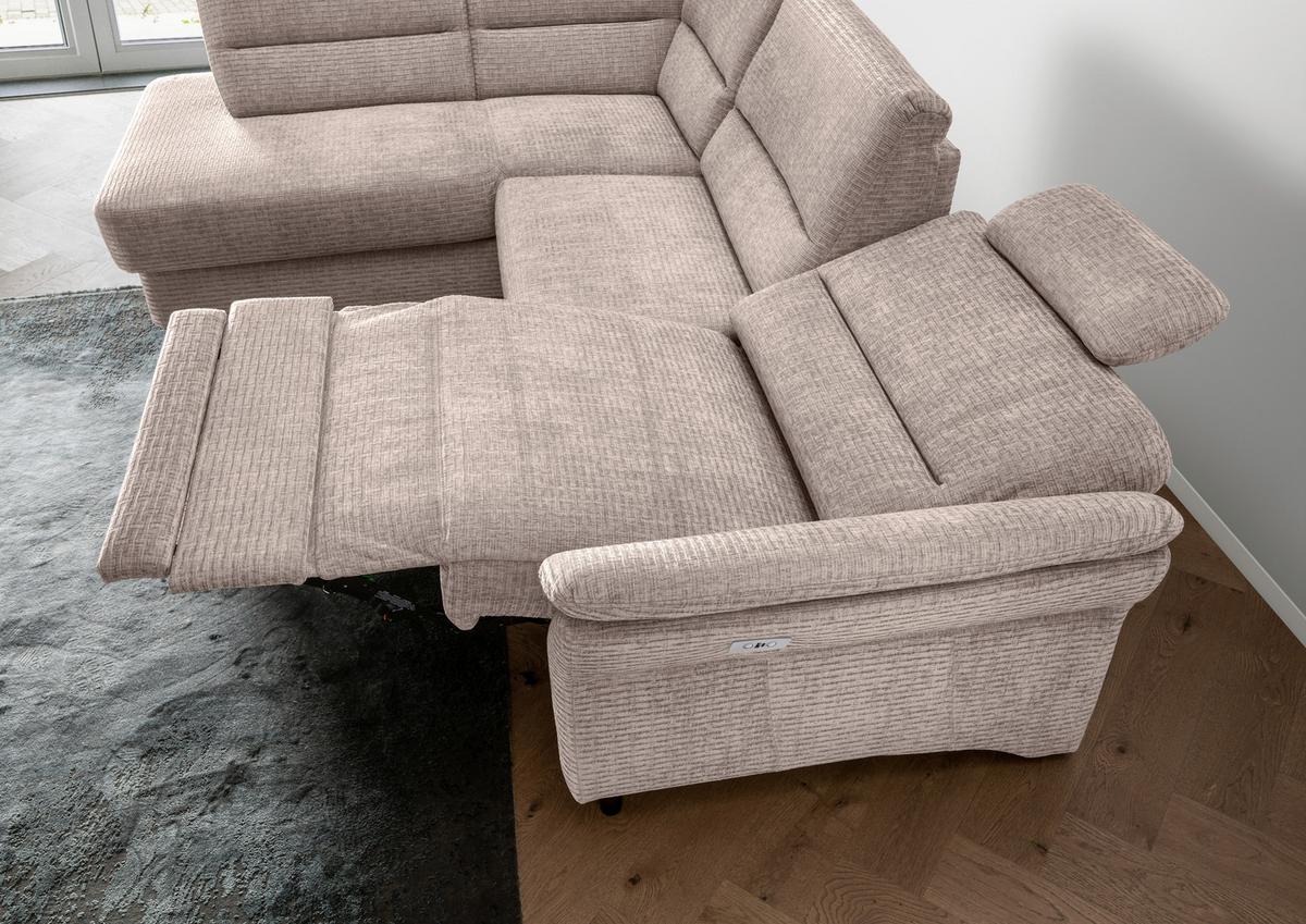 Ecksofa Cavoli Beige Relaxfunktion S: 190x266 cm - Beige/Schwarz, MODERN, Textil (190/266cm) - Livetastic