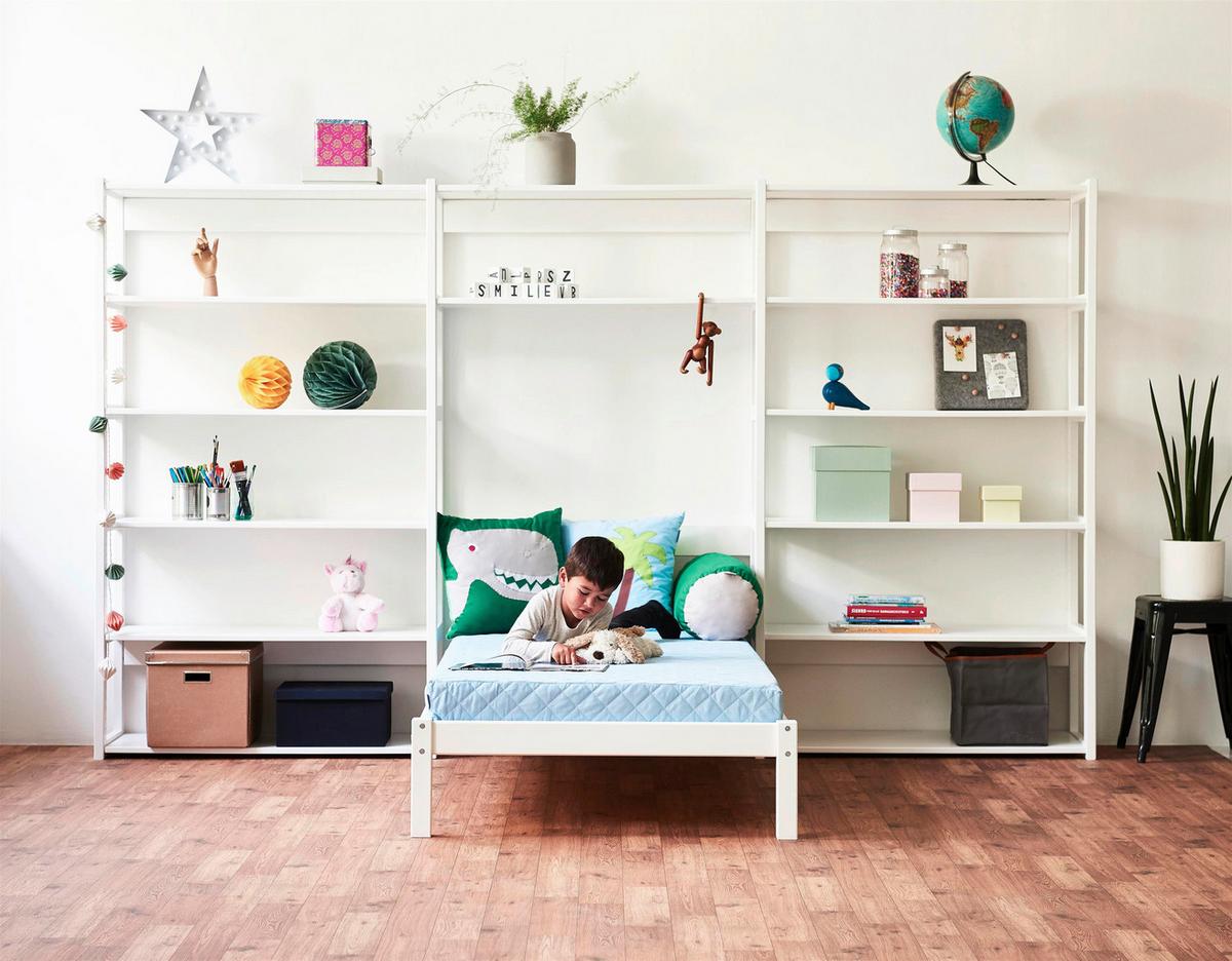 Bett Eco Dream Kiefer Massiv Weiß, Lf: 90x200 cm - Weiß/Naturfarben, MODERN, Holz (90/200cm) - MID.YOU