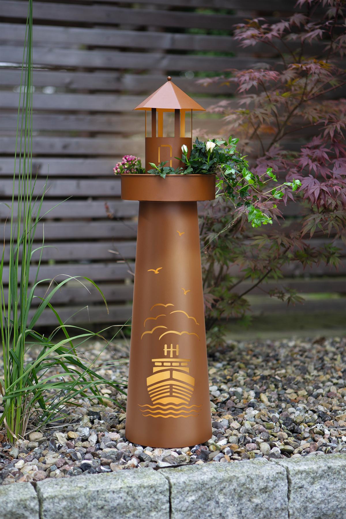 Led Dekosäule Mit Schale Garvida Leuchtturm H: 70,6 Cm - Rostfarben, Basics, Metall (18,5/18,5/70,6cm)