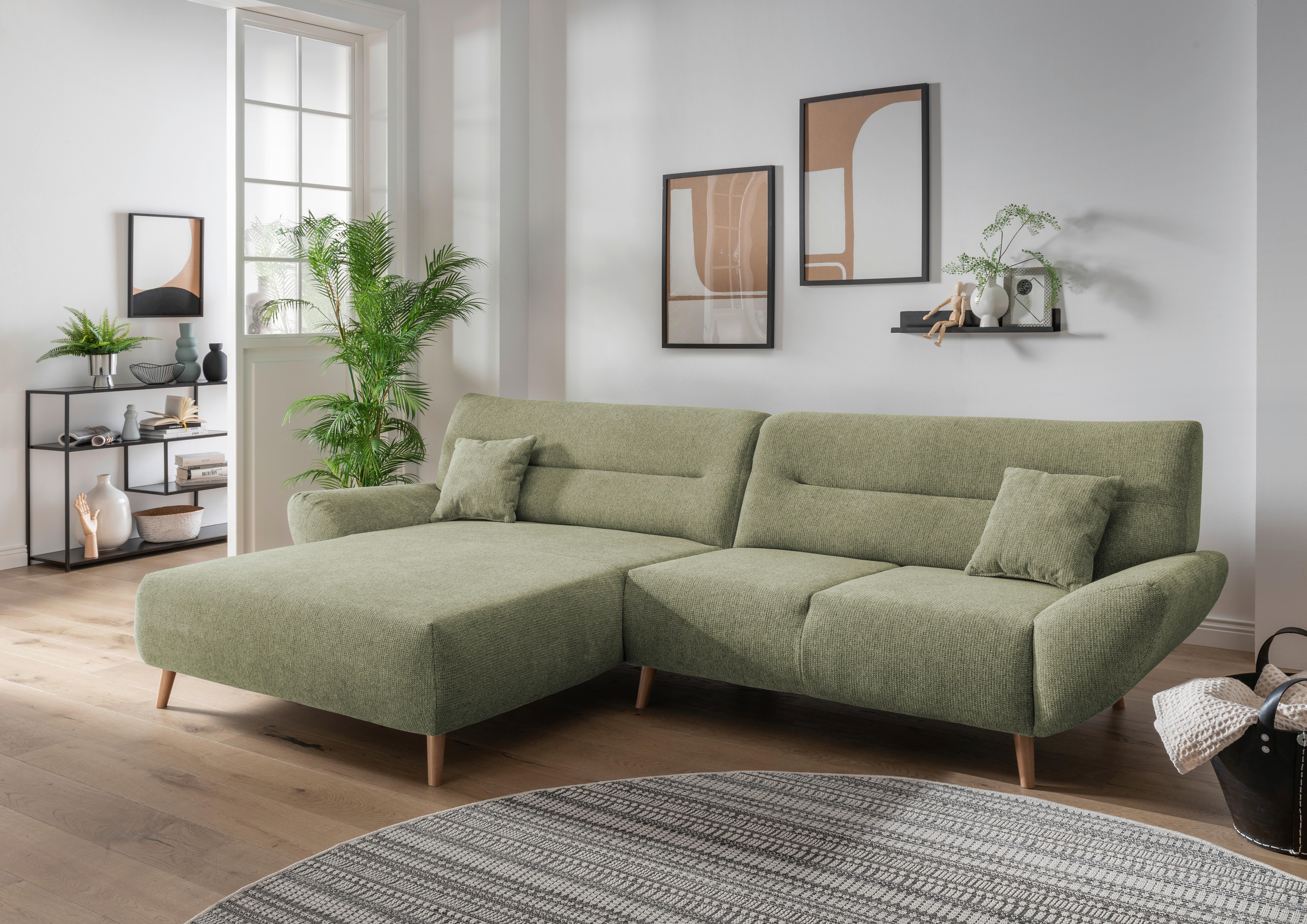 Ecksofa Drago Grün S: 166/290 cm - Wildeiche/Grün, MODERN, Holz/Textil (166/290cm) - MID.YOU