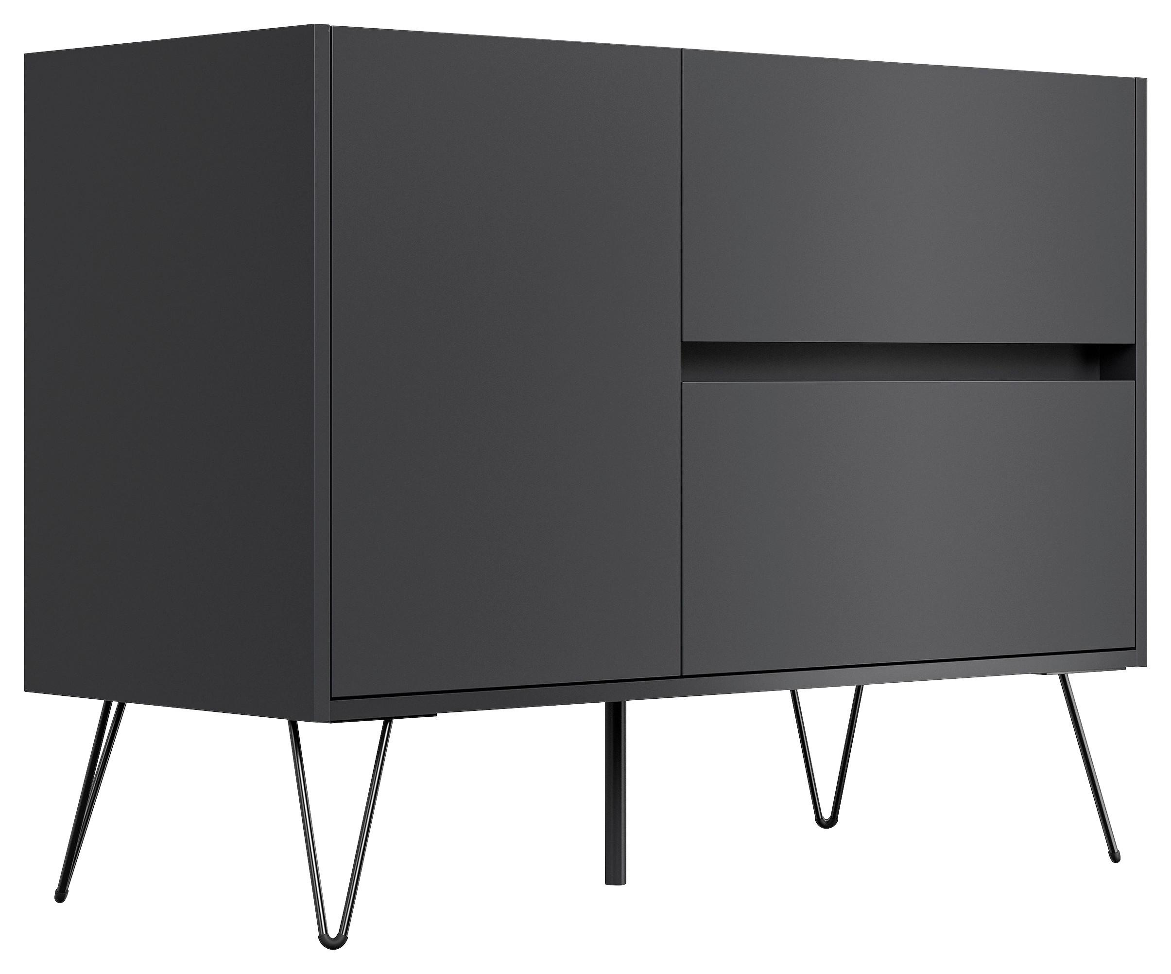 Sideboard Posseik Industrial Graphit/Eichefarben B: 99 cm - Eichefarben/Schwarz, Design, Holzwerkstoff (99/75,8/42cm) - P & B