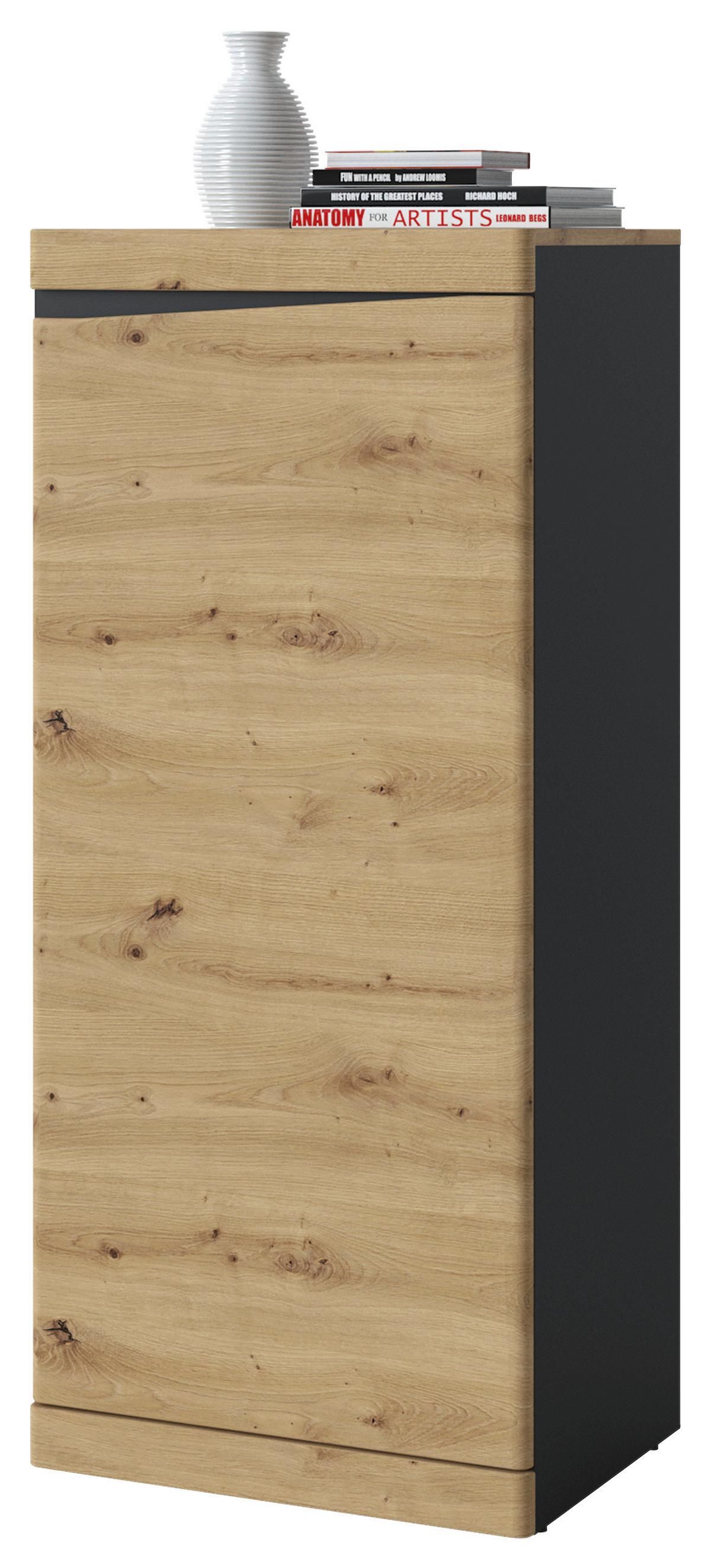Kommode Turino B: 54 cm - Anthrazit/Eiche Artisan, Trend, Holzwerkstoff (54/122,8/39,9cm)