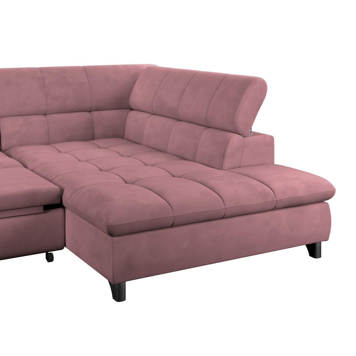 Ecksofa Gemini Rosa, B: 312cm - Chromfarben/Rosa, KONVENTIONELL, Textil (312/234cm)