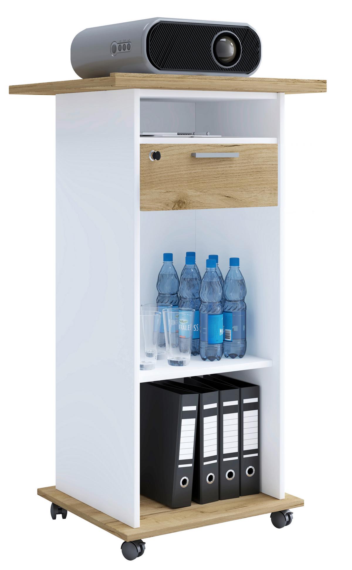 Stehpult Neta Weiß, Eiche Dekor L: 60 Cm - Honigeiche/Weiß, MODERN, Holzwerkstoff (60/50/108,3cm) - MID.YOU