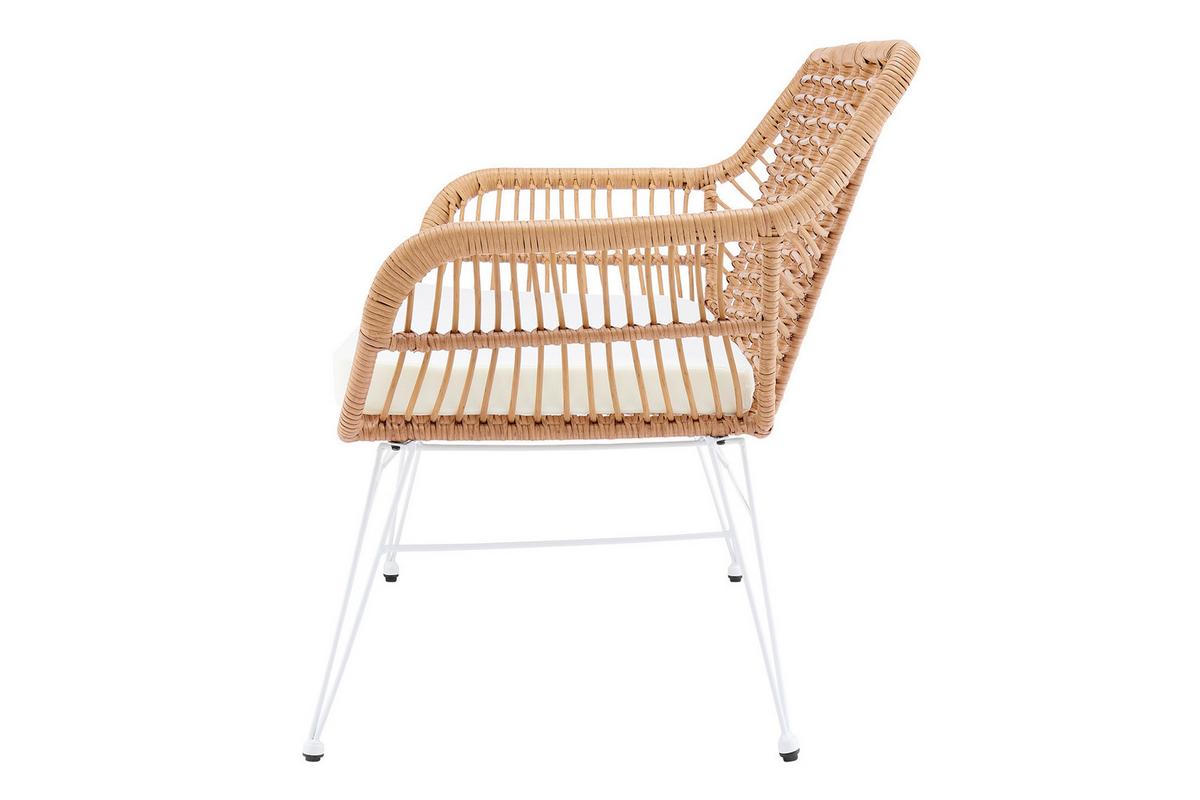 Sitzbank Naturfarben/weiß B: 120 Cm - Naturfarben/Weiß, MODERN, Kunststoff/Metall (120/85/69cm) - Livetastic