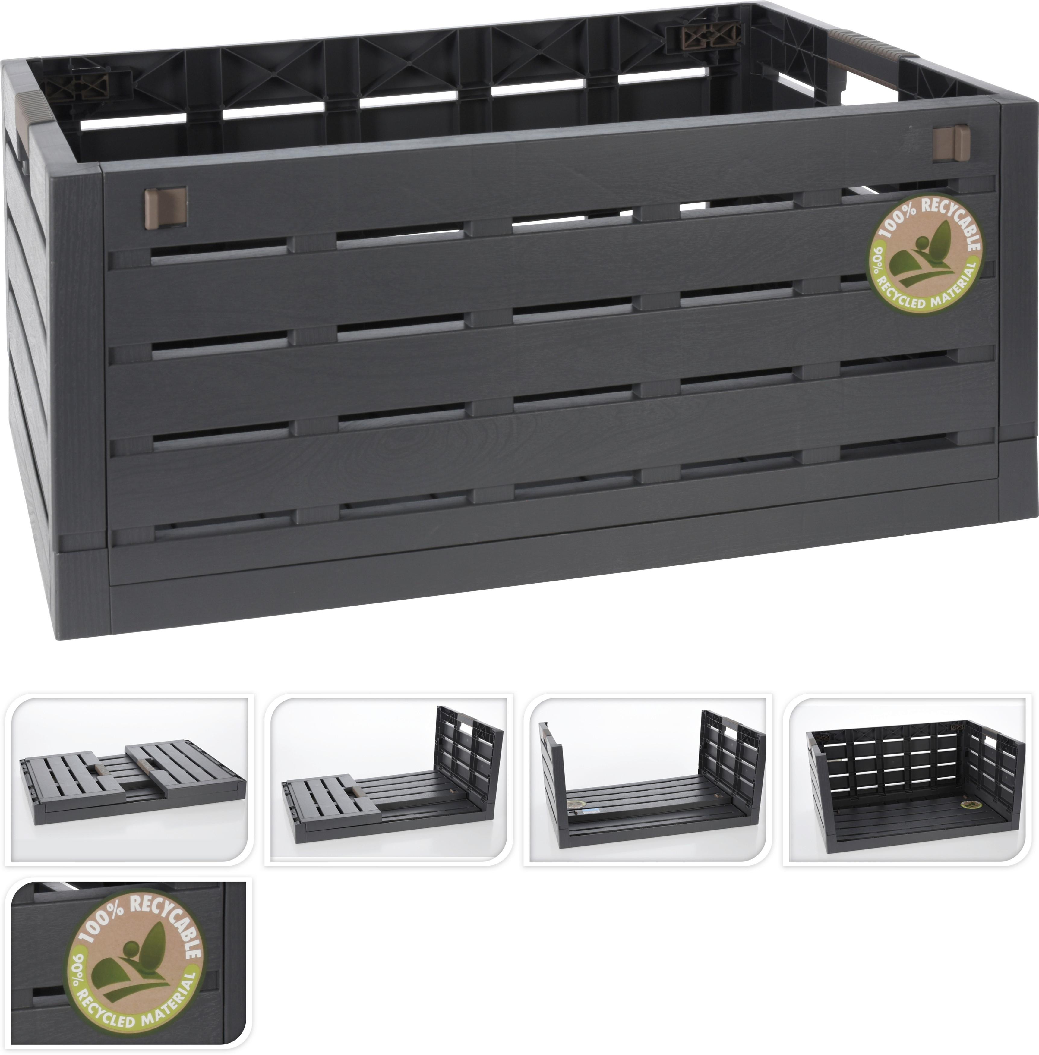 Klappbox Kunststoff Anthrazit 59x38x27,5 cm faltbar - Anthrazit, Basics, Kunststoff (59/38/27,5cm)