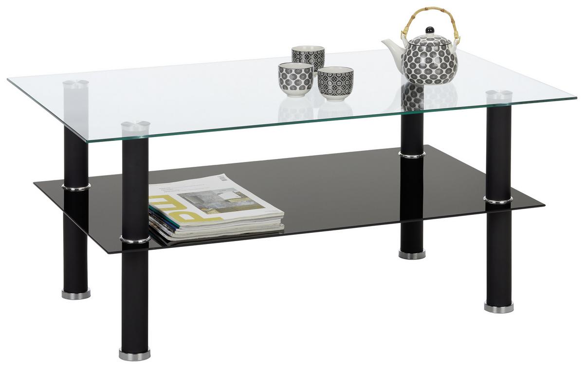 Konferenční stolek DAYTONA - černá/čiré, Moderní, kov/sklo (100/45/60cm) - Based