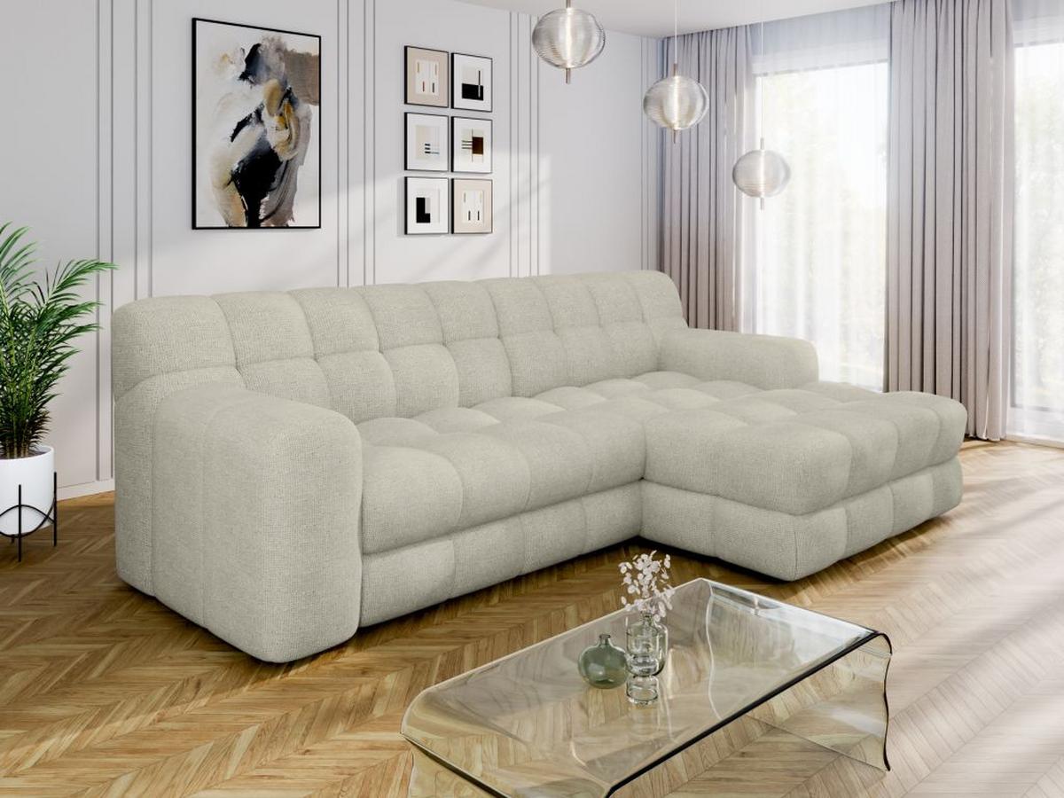 Designová sedačka KARL, pravá, šedobéžová - černá/šedobéžová, Moderní, textil/plast (287/169cm) - Bessagi Home
