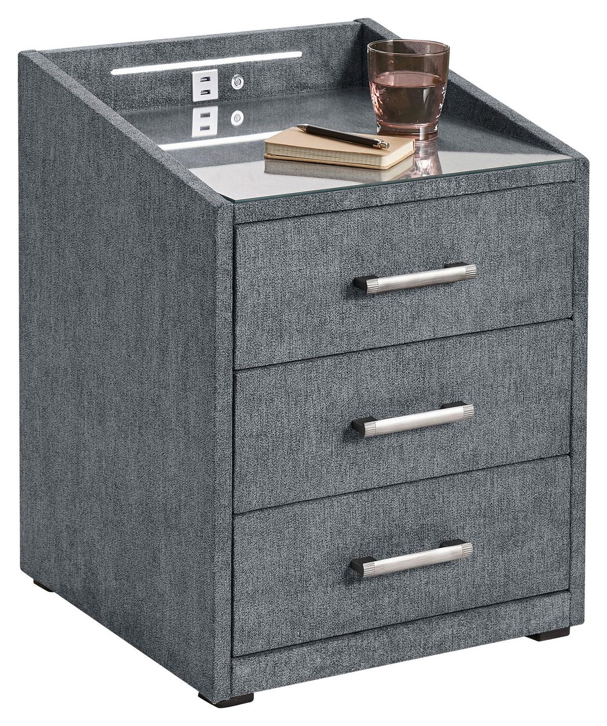 Nachtkästchen Anthrazit Textil H: 61 cm Moon - Anthrazit, Basics, Holzwerkstoff/Textil (47/61/46cm) - MID.YOU