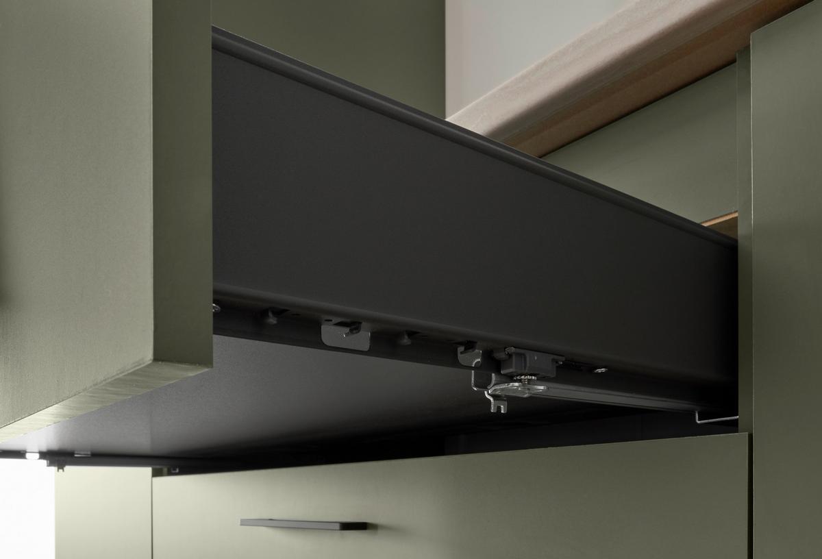 Kuchyňský blok bez spotřebičů MINT - černá/zelená, Design, kov/kompozitní dřevo (260cm) - MID.YOU