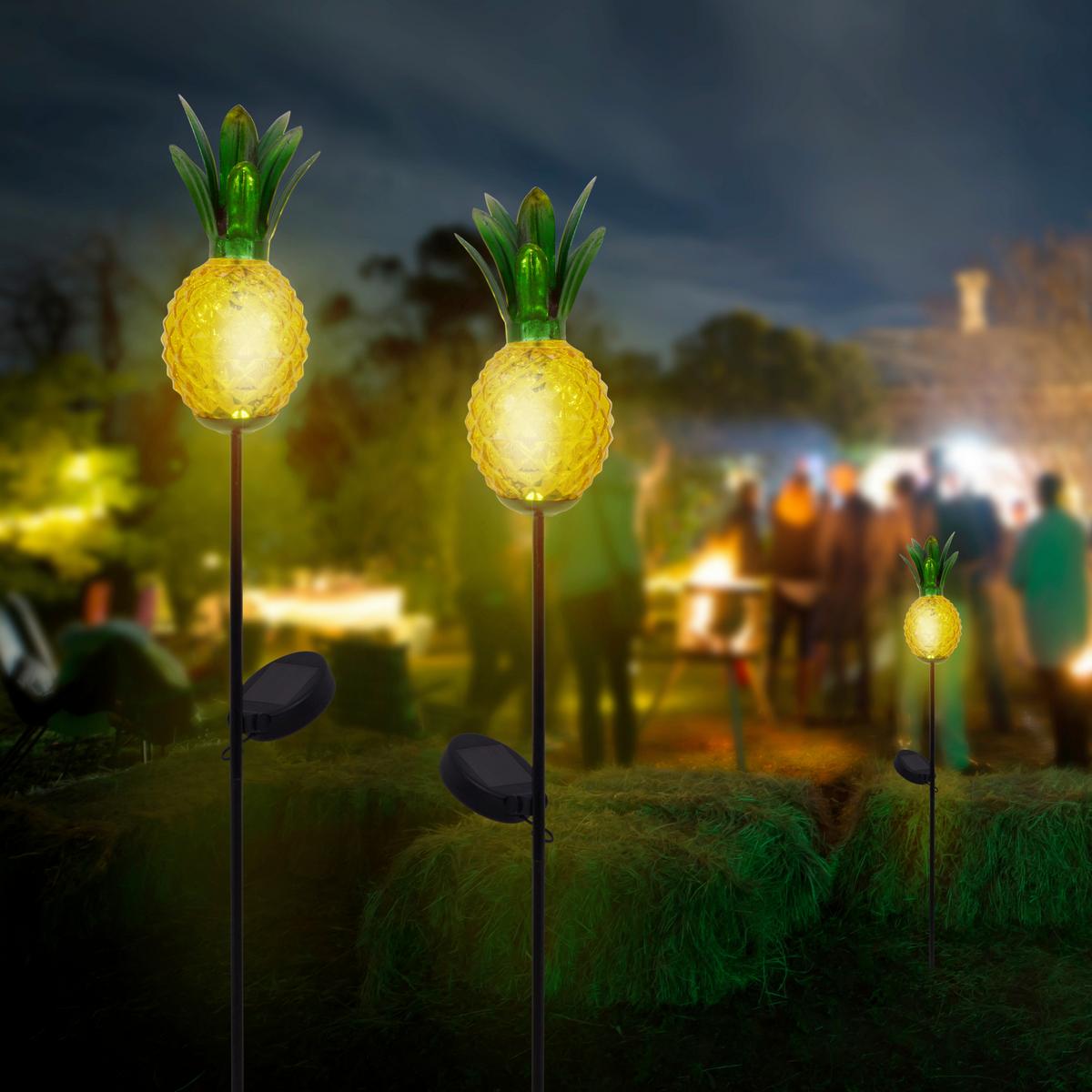 Solarleuchte Schwarz Ananas 1xled Kaltweiß H: 81cm - Schwarz/Orange, Basics, Glas/Metall (10 cm /81 cm cm) - Näve