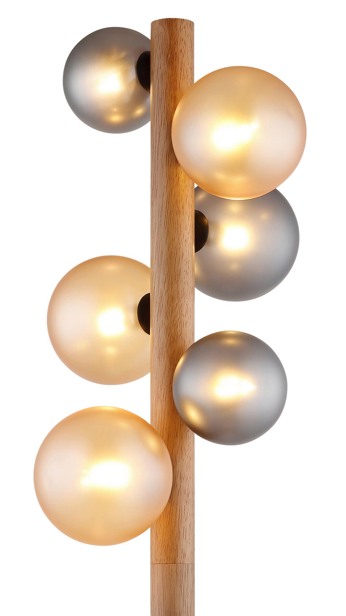STEHLEUCHTE Exkl. 5xG9 5W - Dunkelbraun/Schwarz, Basics, Glas/Holz (29/150cm) - Globo