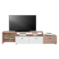 Tv-lowboard Liverpool B: 239 Cm Weiß/eichefarben - Eichefarben/Schwarz, MODERN, Glas/Holzwerkstoff (239/52/44cm)