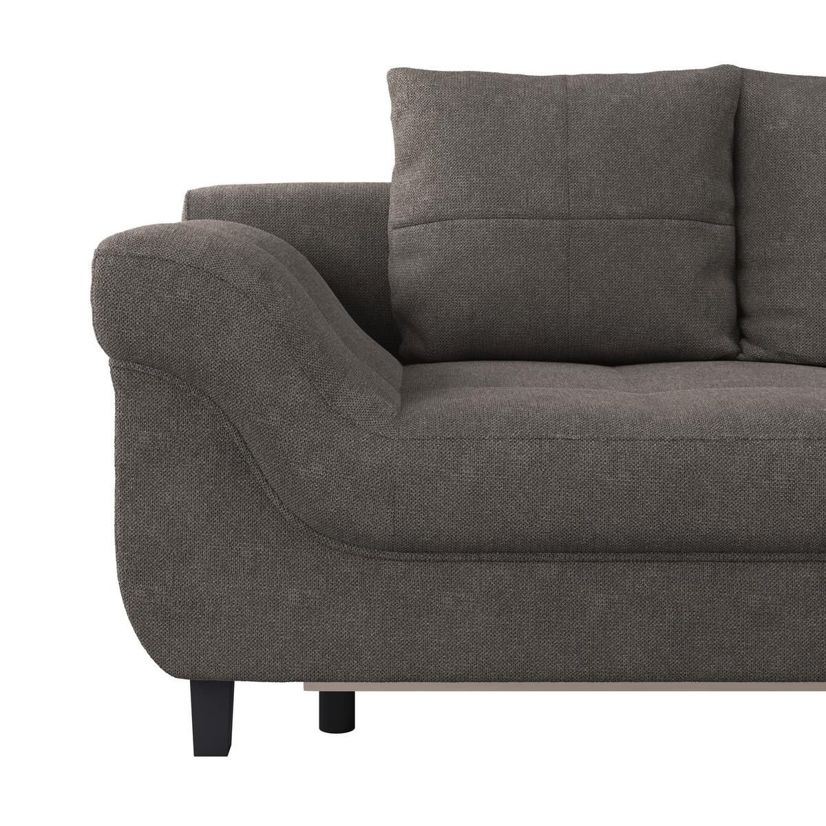Ecksofa Mendoza - Graubraun/Schwarz, Design, Textil (309/197cm) - Ondega
