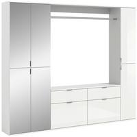 Garderobe Projekt X 4-Teilig Weiß B: 212 cm - Weiß Hochglanz, MODERN, Glas/Holzwerkstoff (212/193/34cm) - MID.YOU