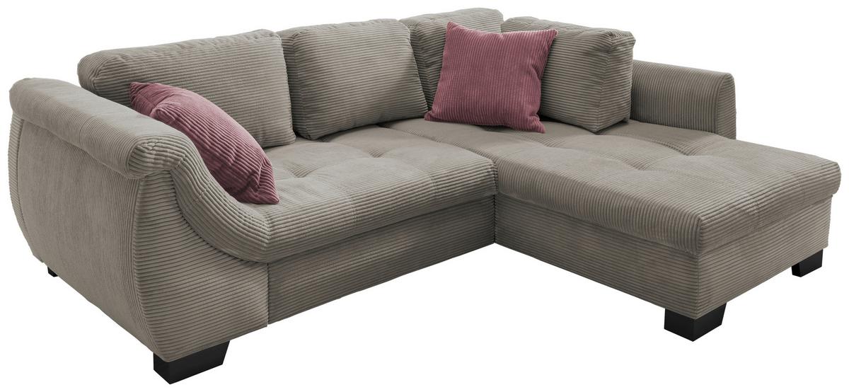 Ecksofa mit Schlaffunktion Flora Graubraun Cord - Koralle/Graubraun, Design, Textil (250/190cm) - MID.YOU