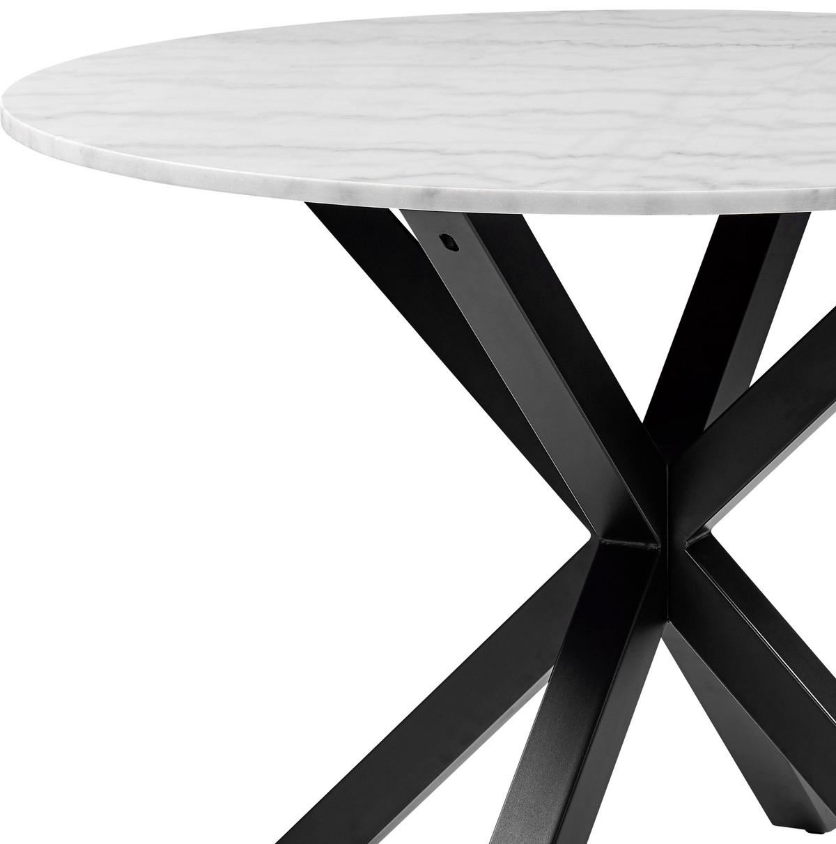 Jedálenský stôl HEAVEN 110 cm - čierna/biela, Konventionell, kov/kameň (110/76cm) - MID.YOU