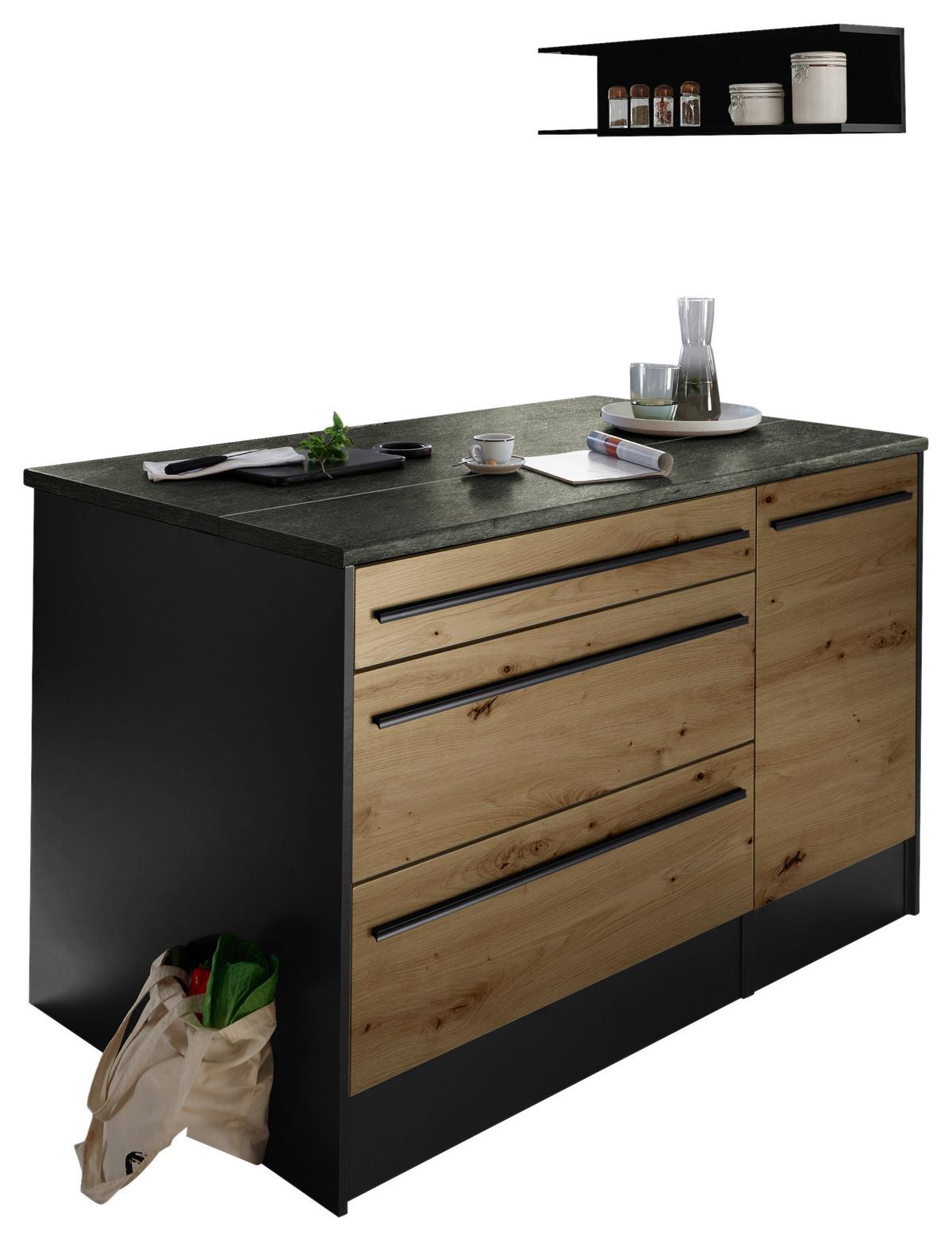 Kücheninsel Jazz Anthrazit / Eiche Artisan 145x90x90 cm - Anthrazit/Eiche Artisan, Basics, Holzwerkstoff (145/90/90cm) - MID.YOU
